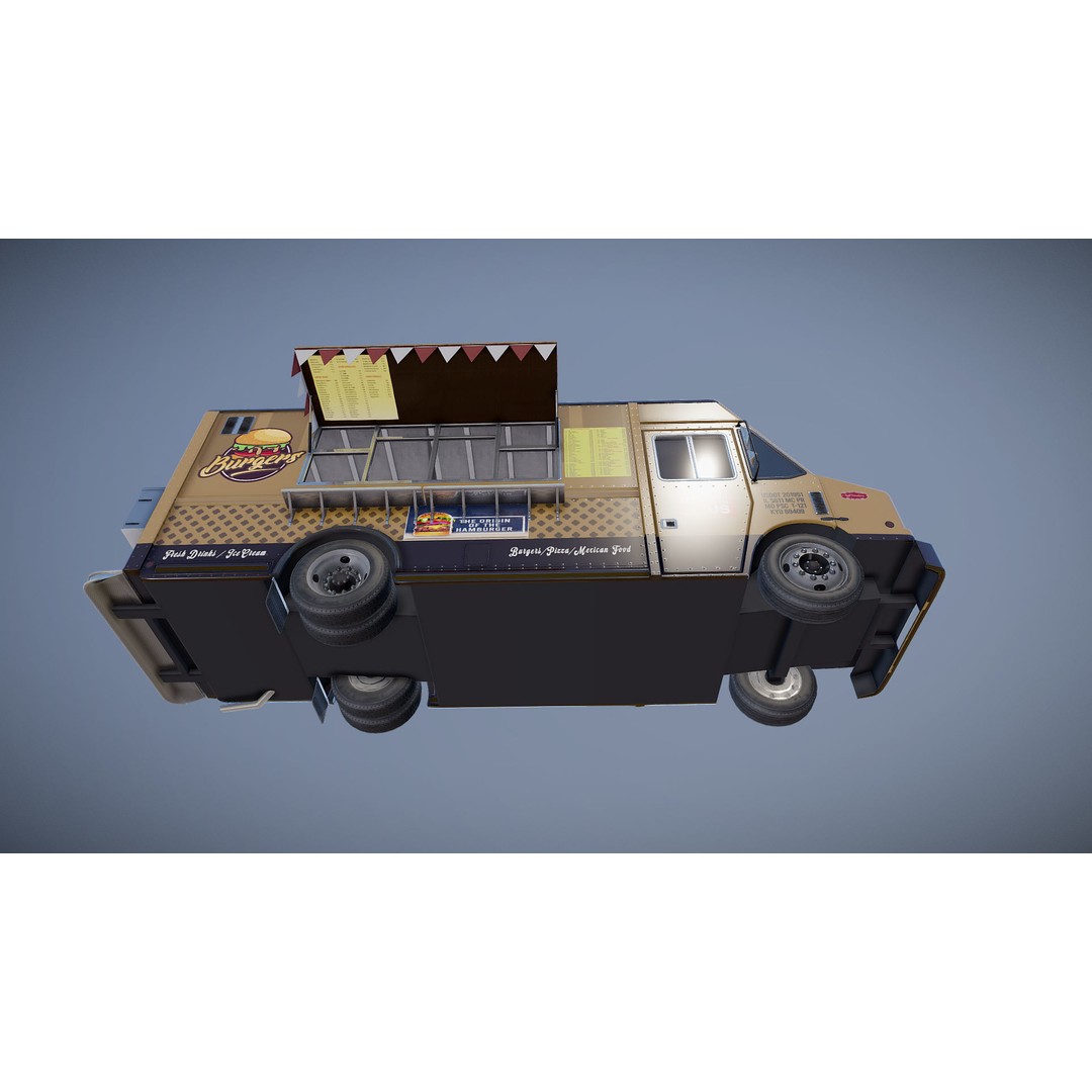Freightlier Food Truck 3D Model – Low Poly Game Asset, FBX, PBR - View 26
