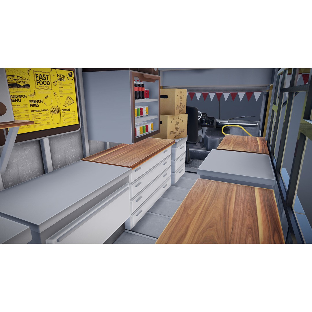 Freightlier Food Truck 3D Model – Low Poly Game Asset, FBX, PBR - View 28