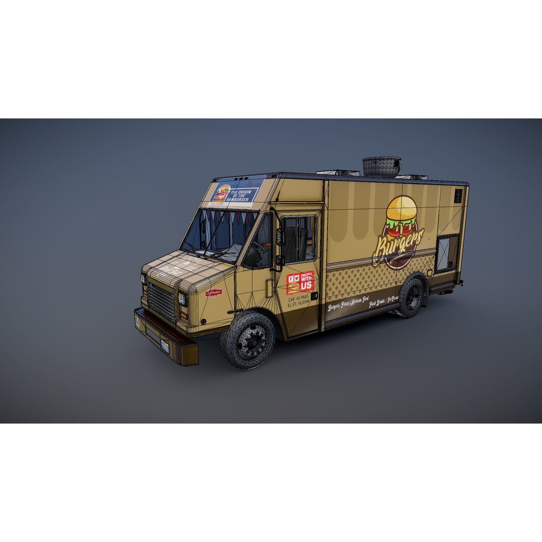 Freightlier Food Truck 3D Model – Low Poly Game Asset, FBX, PBR - View 29