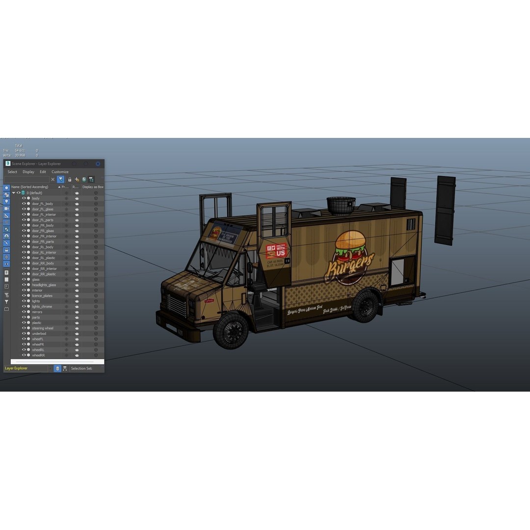 Freightlier Food Truck 3D Model – Low Poly Game Asset, FBX, PBR - View 32