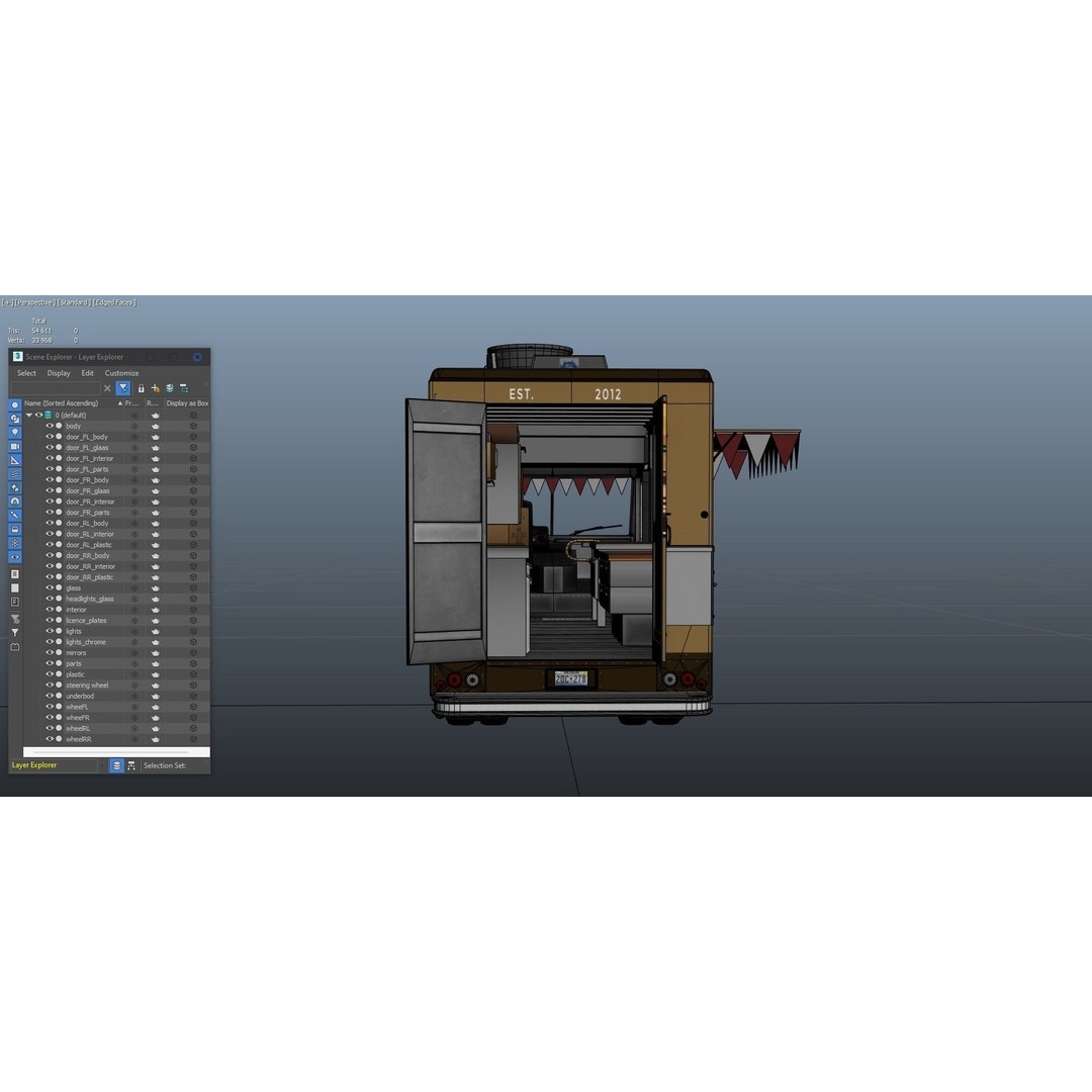Freightlier Food Truck 3D Model – Low Poly Game Asset, FBX, PBR - View 35