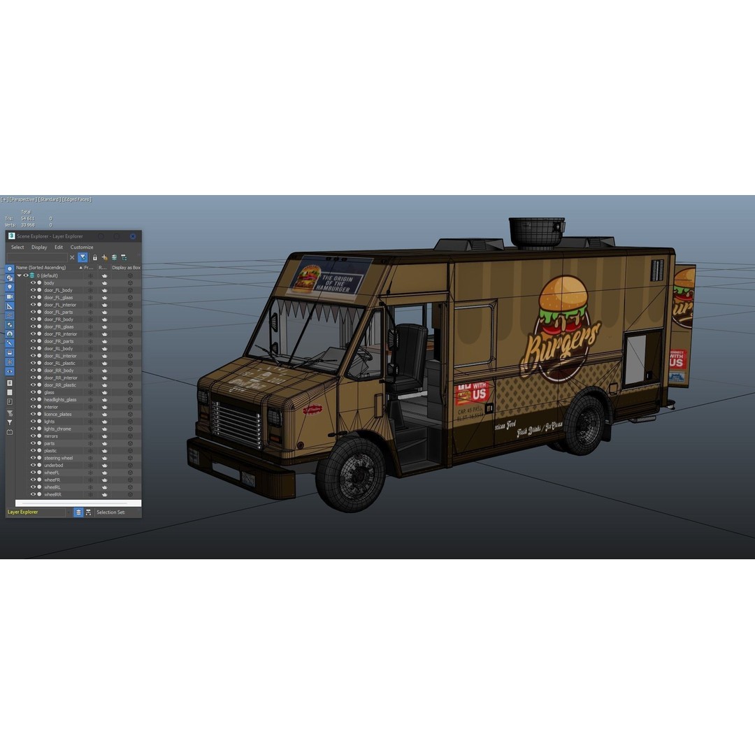 Freightlier Food Truck 3D Model – Low Poly Game Asset, FBX, PBR - View 36