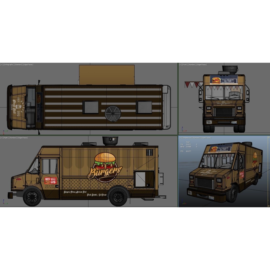 Freightlier Food Truck 3D Model – Low Poly Game Asset, FBX, PBR - View 37