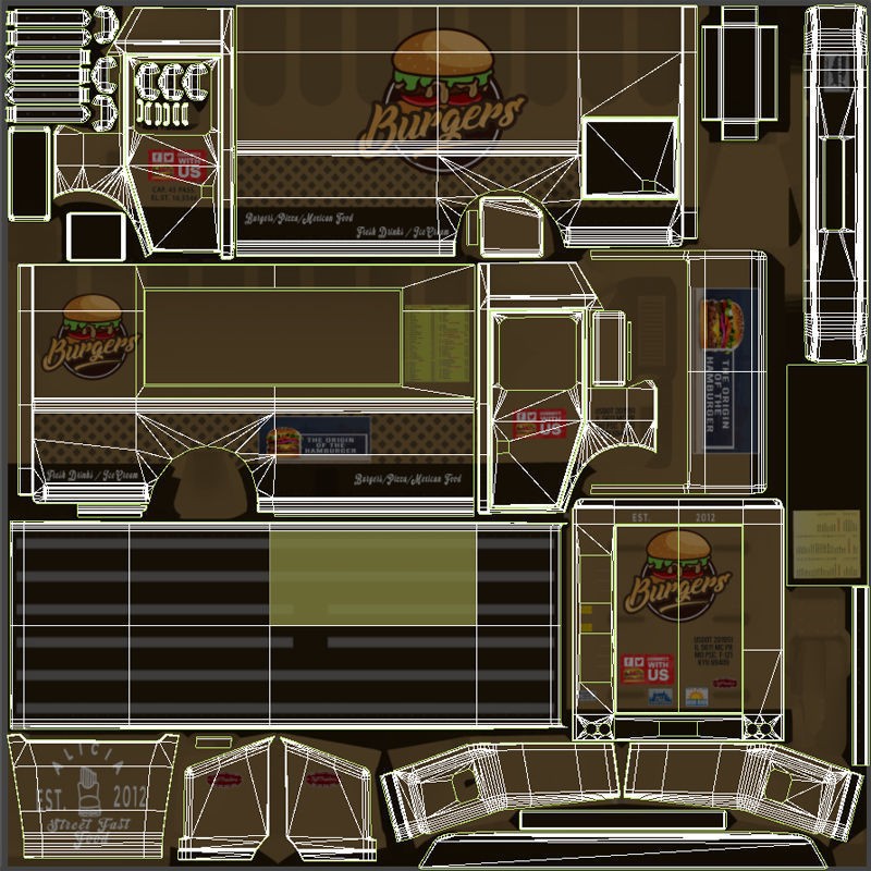 Freightlier Food Truck 3D Model – Low Poly Game Asset, FBX, PBR - View 39