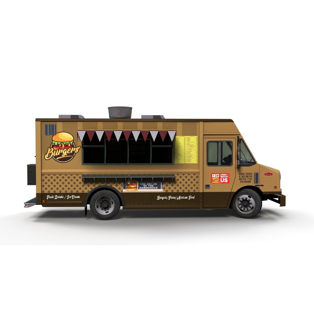 Freightlier Food Truck 3D Model – Low Poly Game Asset, FBX, PBR - View 5