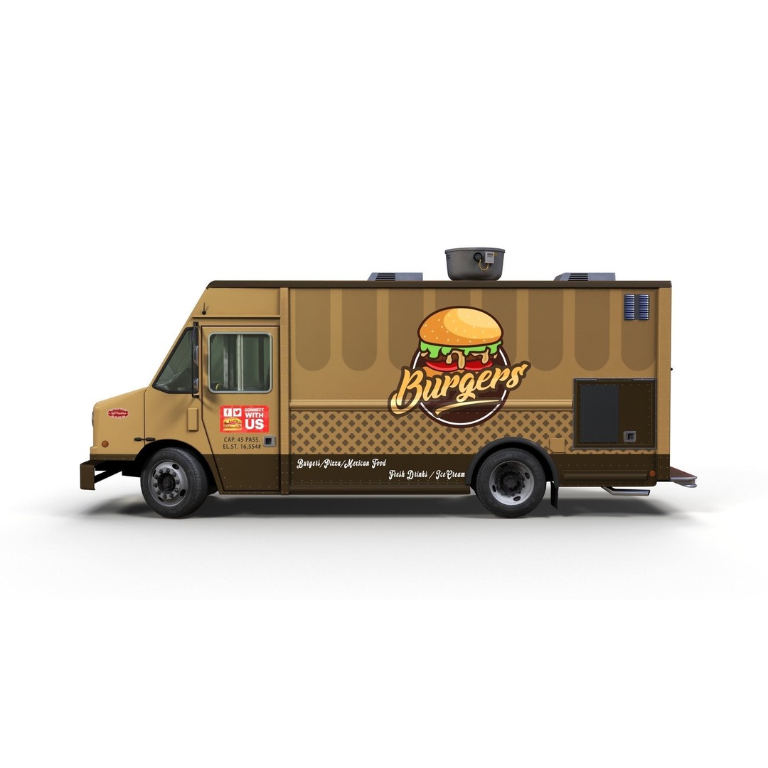 Freightlier Food Truck 3D Model – Low Poly Game Asset, FBX, PBR - View 6