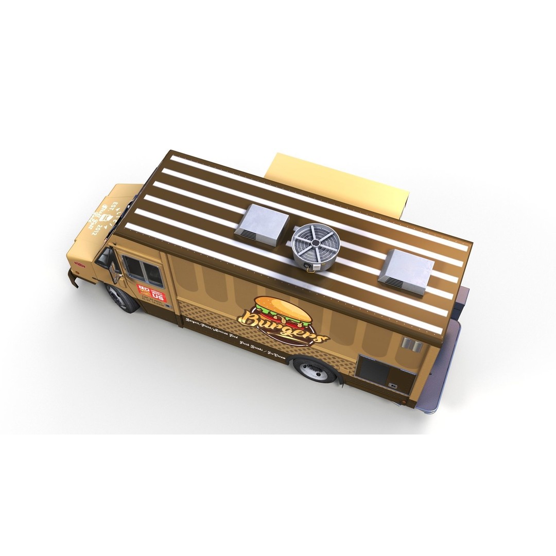 Freightlier Food Truck 3D Model – Low Poly Game Asset, FBX, PBR - View 7