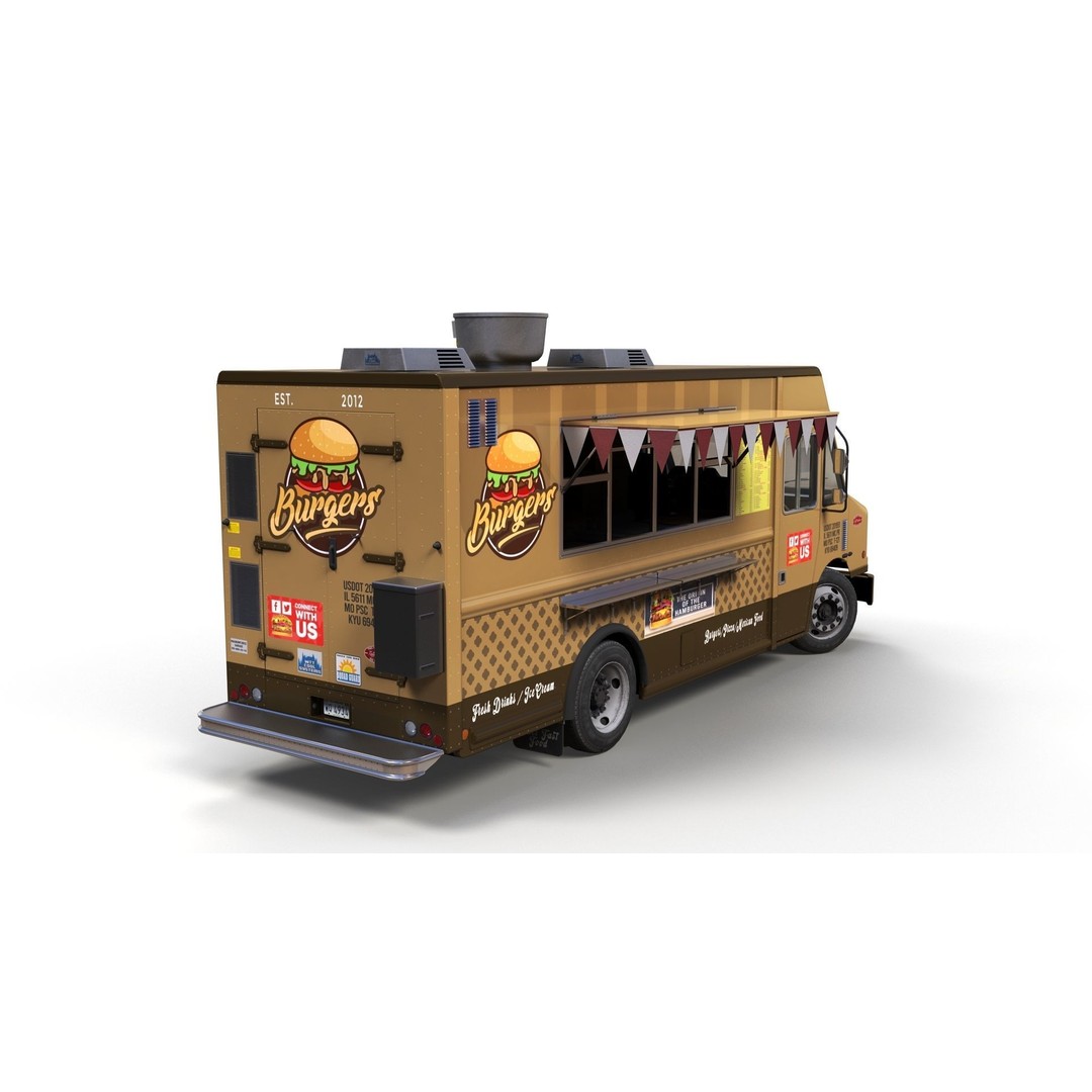 Freightlier Food Truck 3D Model – Low Poly Game Asset, FBX, PBR - View 8