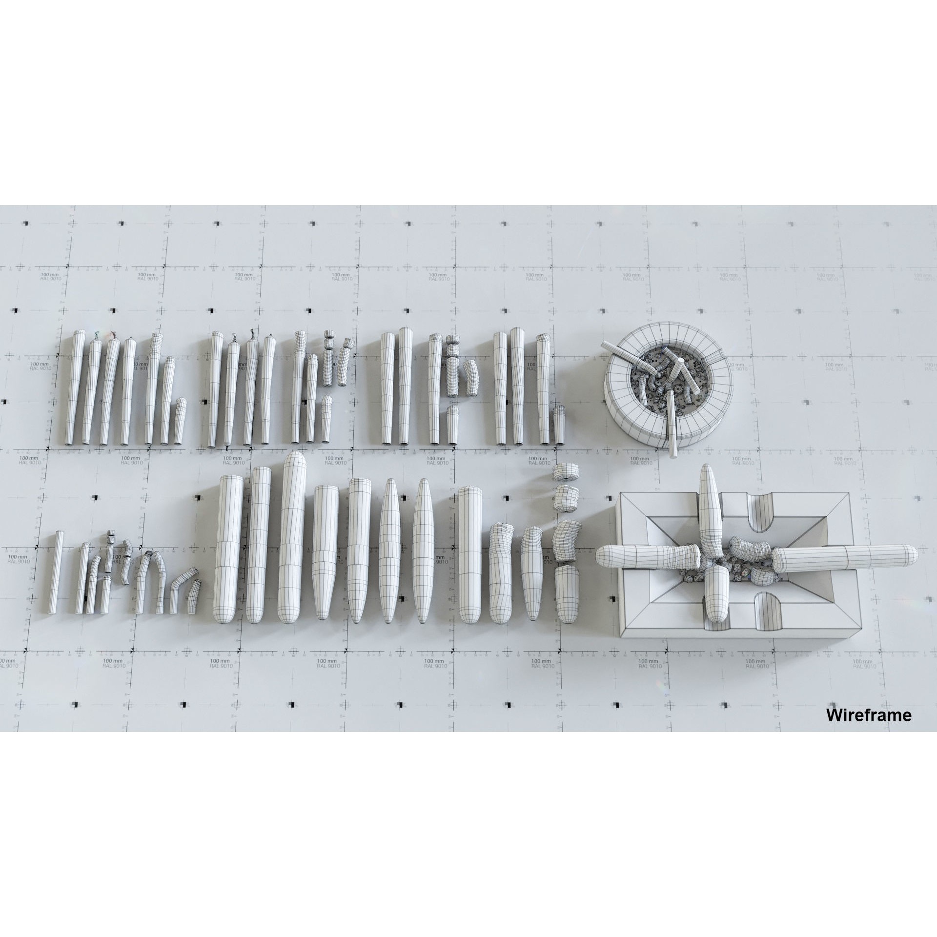 Cigars, Cigarettes, Joints & Ashtrays - Low-Poly Game-Ready 3D Model - View 5