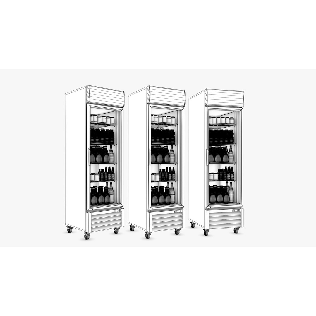 Display Fridge 3D Model – Low Poly PBR Grocery Display with Beverages