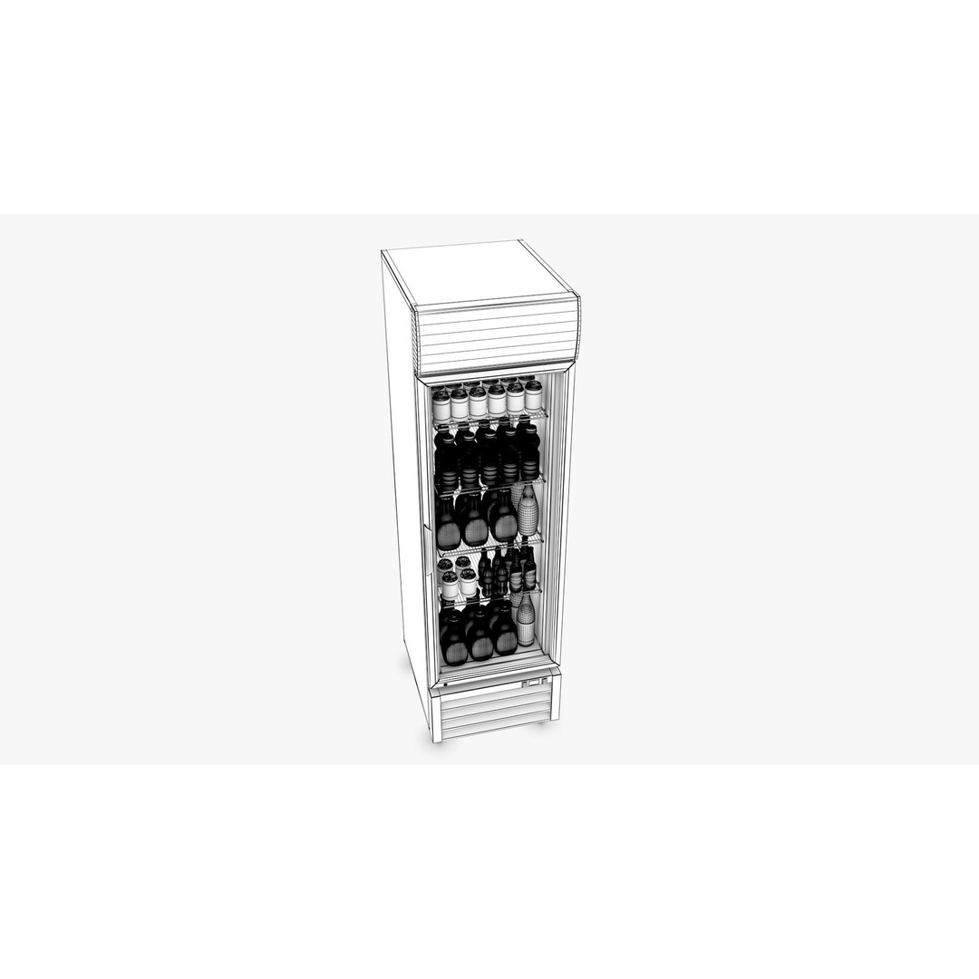 Display Fridge 3D Model – Low Poly PBR Grocery Display with Beverages - View 18