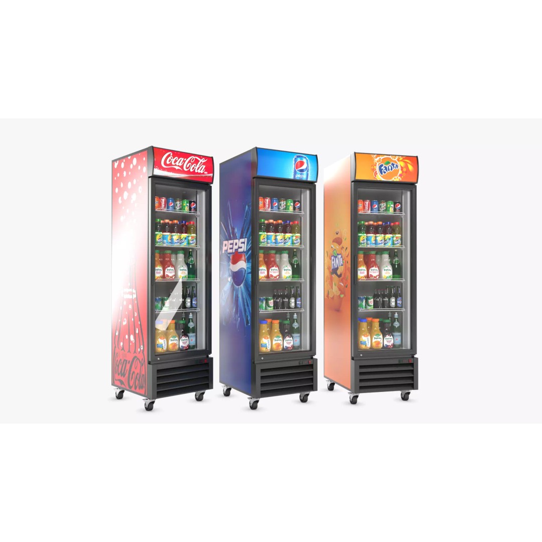 Display Fridge 3D Model – Low Poly PBR Grocery Display with Beverages - View 2