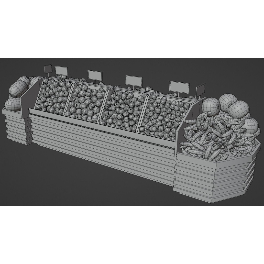 Fruit Showcase 3D Model – High Detail Supermarket Display, PBR - View 11