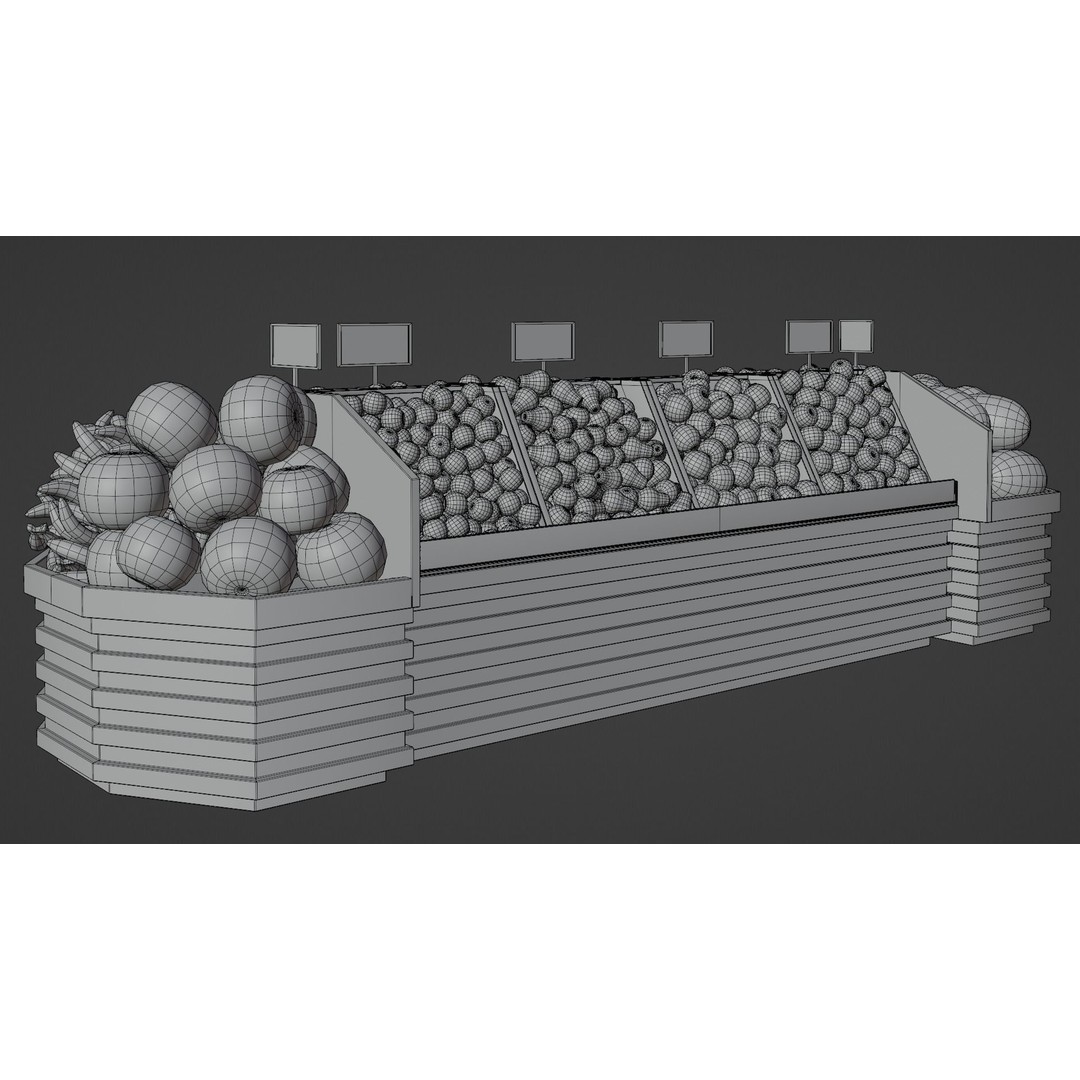 Fruit Showcase 3D Model – High Detail Supermarket Display, PBR - View 8