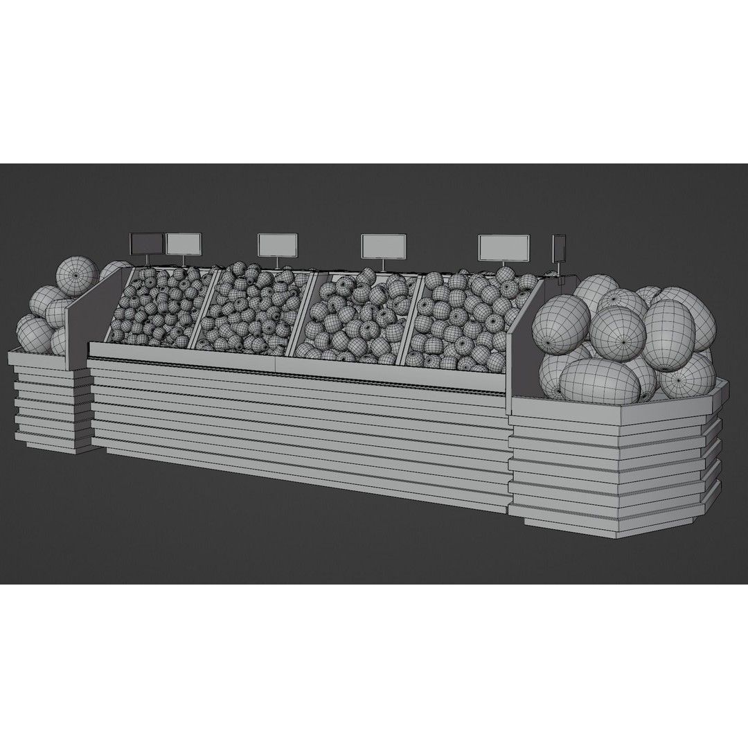 Fruit Showcase 3D Model – High Detail Supermarket Display, PBR - View 9
