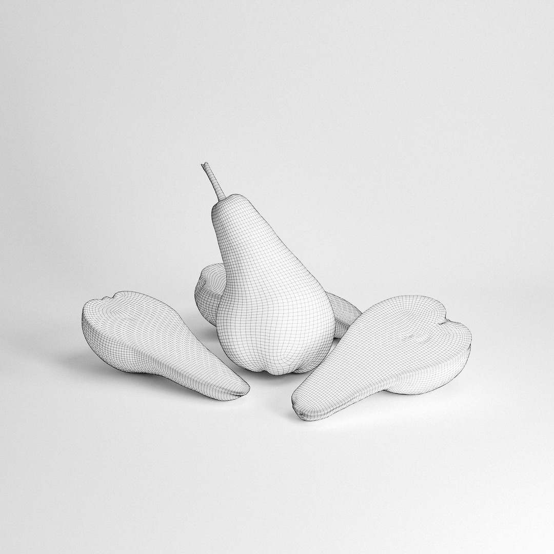 Pears 3D Model – Realistic Low-Poly Fruit Set, FBX, OBJ, Blender