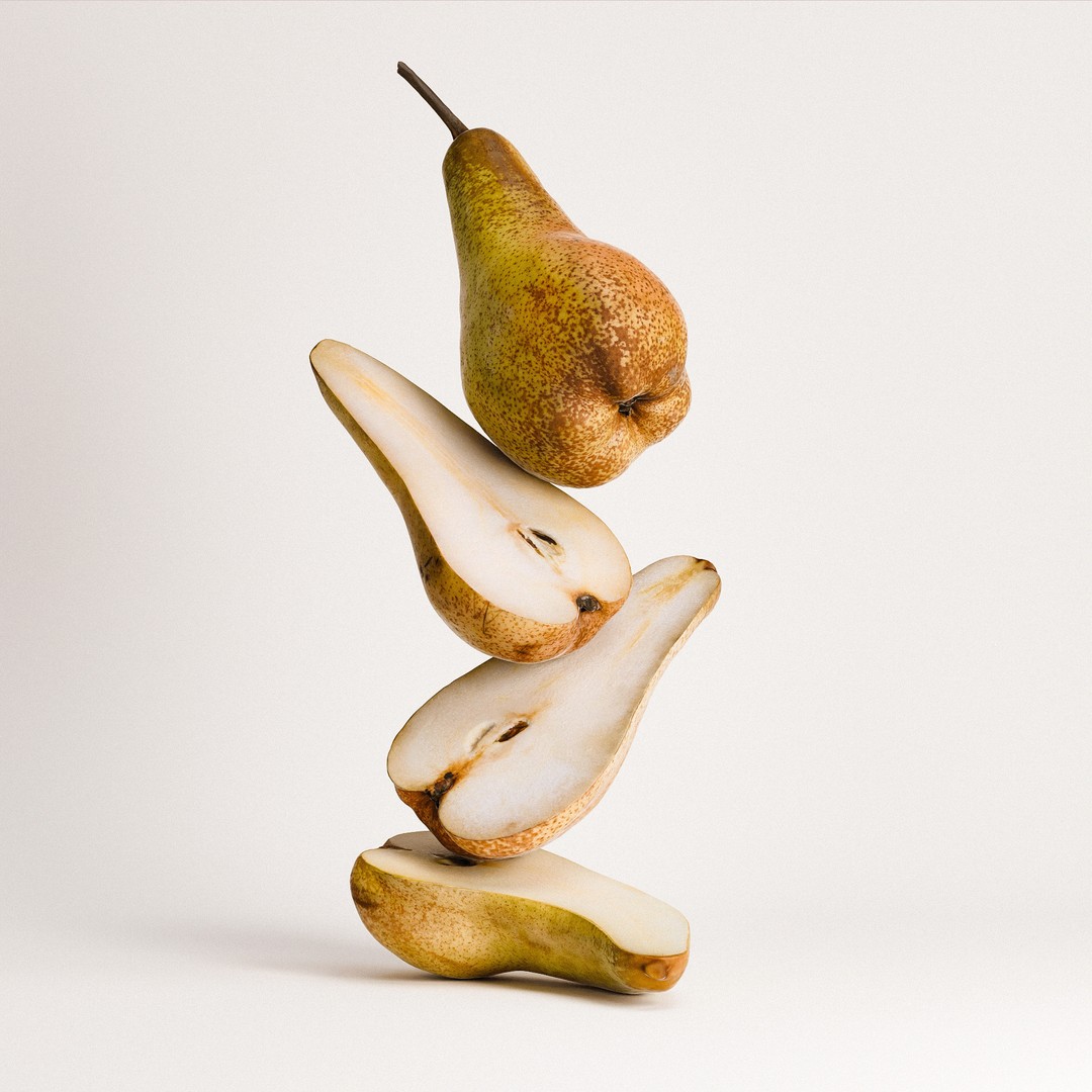 Pears 3D Model – Realistic Low-Poly Fruit Set, FBX, OBJ, Blender - View 3