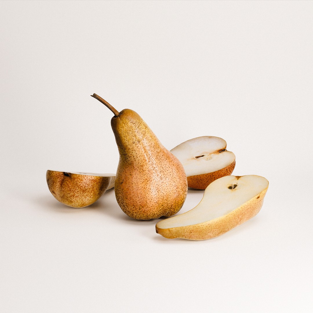 Pears 3D Model – Realistic Low-Poly Fruit Set, FBX, OBJ, Blender - View 4