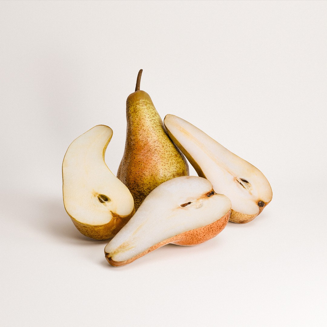 Pears 3D Model – Realistic Low-Poly Fruit Set, FBX, OBJ, Blender - View 5