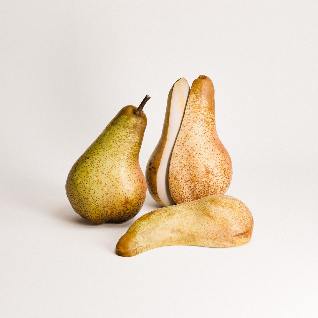 Pears 3D Model – Realistic Low-Poly Fruit Set, FBX, OBJ, Blender - View 8