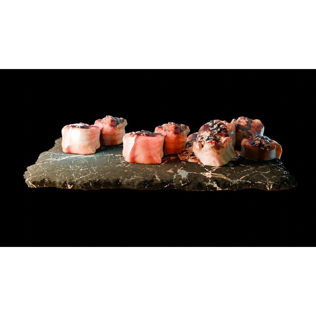 Sushi Salmon Roll 3D Model – Low Poly PBR Asset, FBX, Blender - View 3