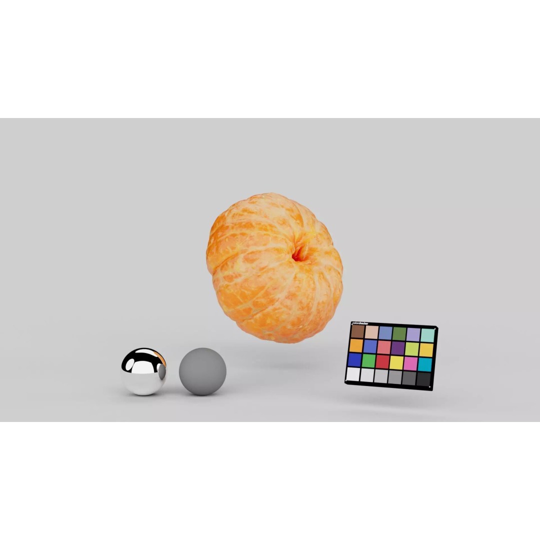 Peeled Mandarin 3D Model – Realistic Food Asset with PBR Textures - View 3