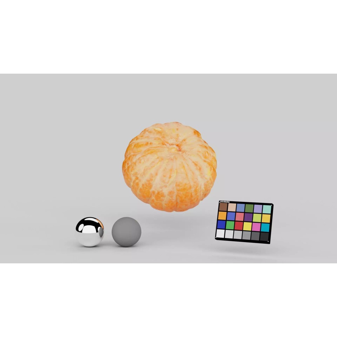 Peeled Mandarin 3D Model – Realistic Food Asset with PBR Textures - View 6