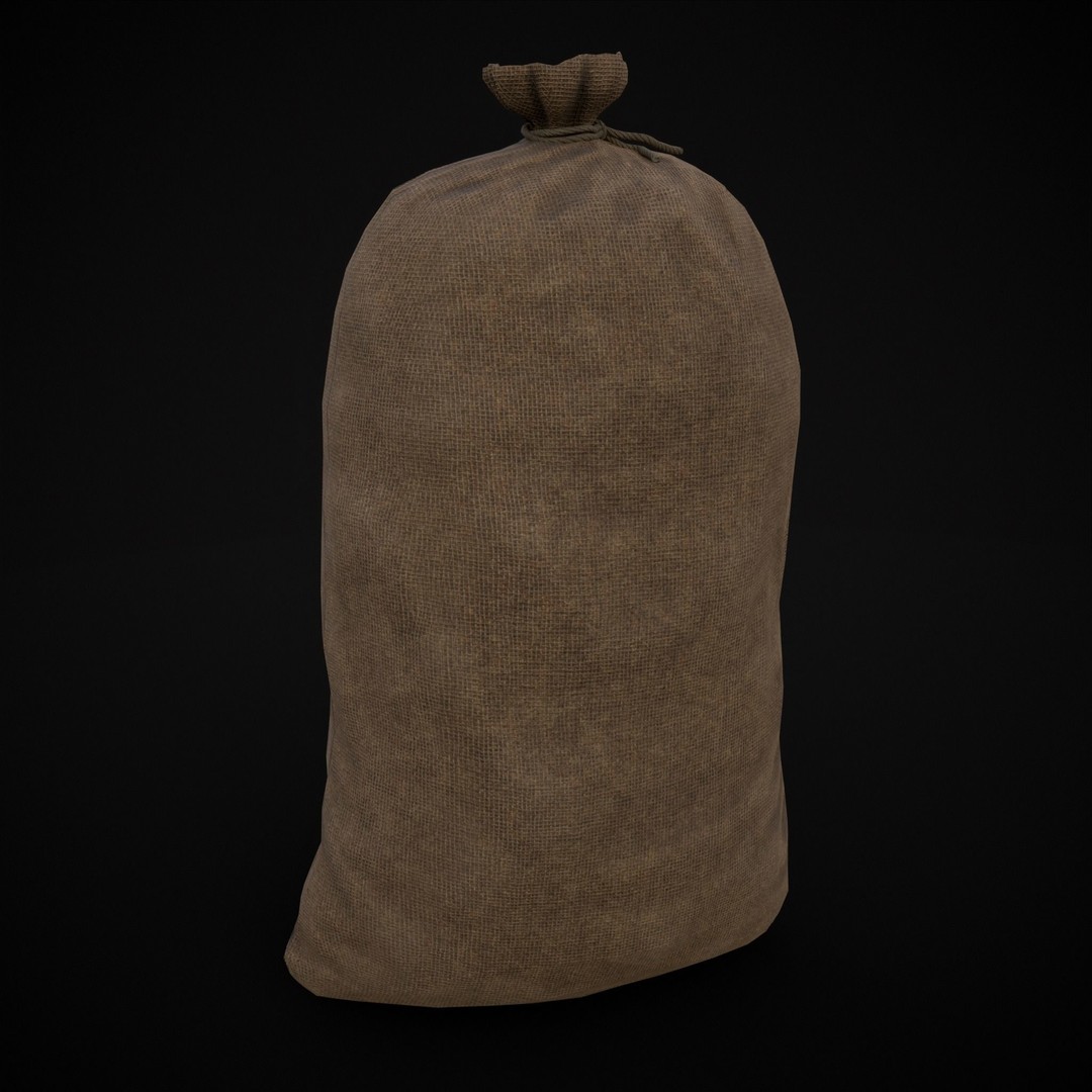 Burlap Sacks of Rice 3D Model – Low Poly PBR Game Asset, FBX, OBJ - View 12
