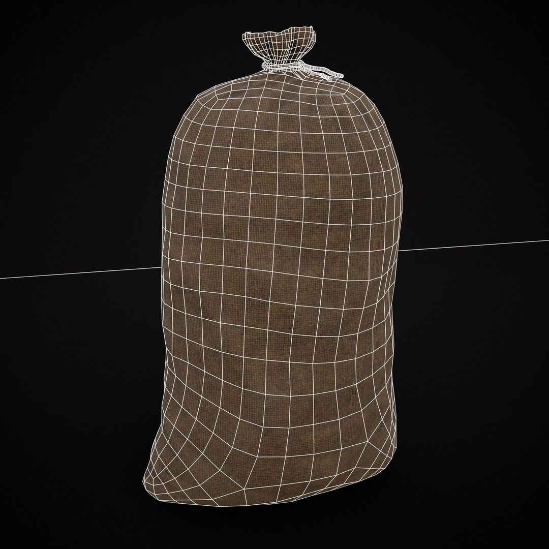 Burlap Sacks of Rice 3D Model – Low Poly PBR Game Asset, FBX, OBJ - View 13