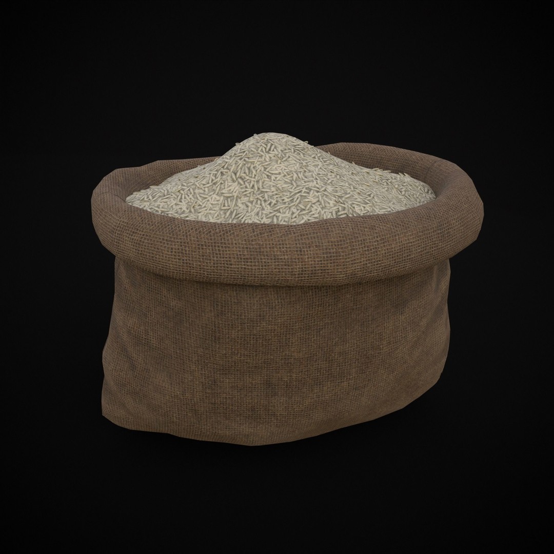 Burlap Sacks of Rice 3D Model – Low Poly PBR Game Asset, FBX, OBJ - View 16
