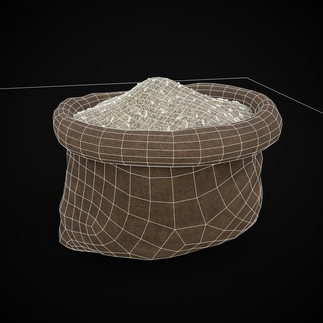 Burlap Sacks of Rice 3D Model – Low Poly PBR Game Asset, FBX, OBJ - View 17