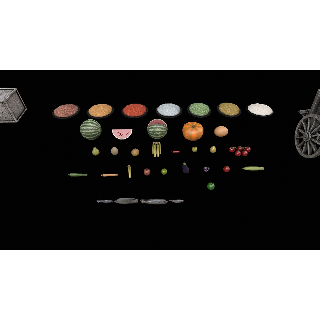 Medieval Market 3D Model – Low Poly PBR Asset, FBX & OBJ Formats - View 16