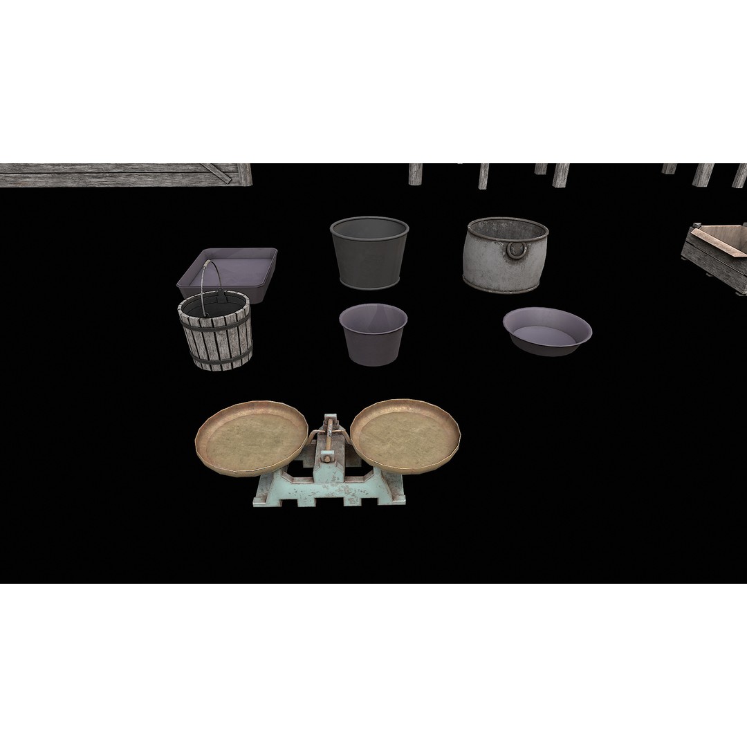 Medieval Market 3D Model – Low Poly PBR Asset, FBX & OBJ Formats - View 18