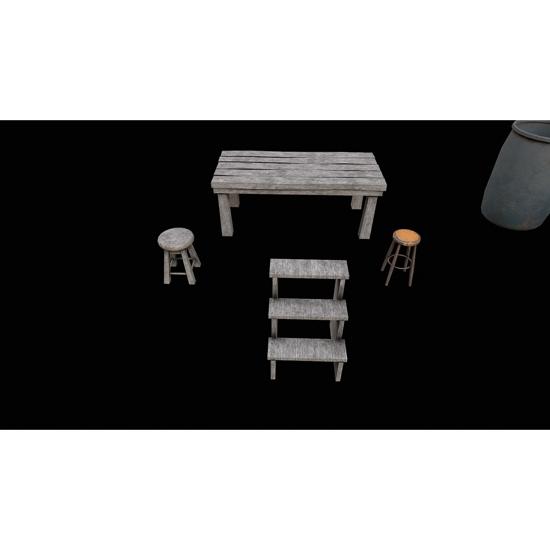 Medieval Market 3D Model – Low Poly PBR Asset, FBX & OBJ Formats - View 20