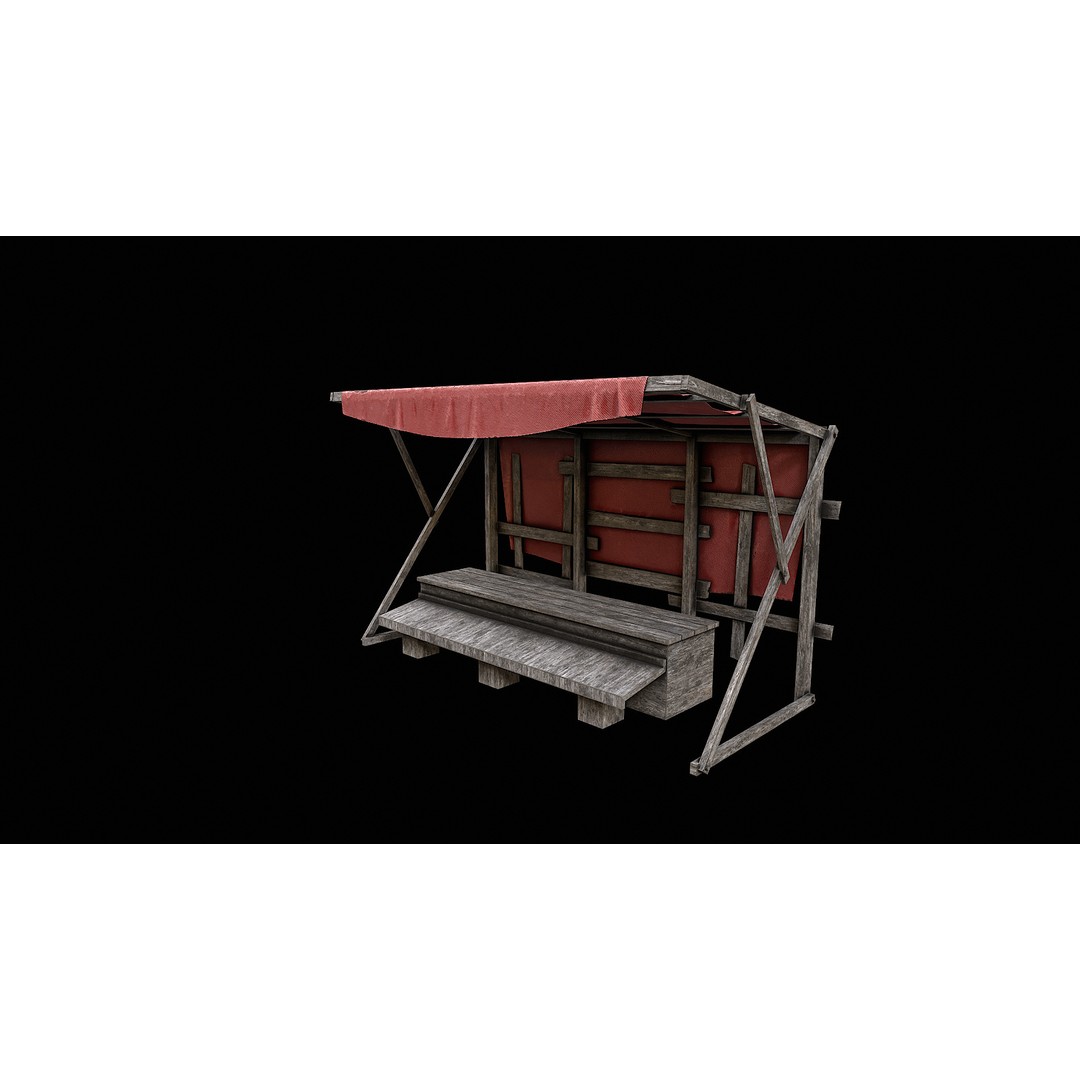 Medieval Market 3D Model – Low Poly PBR Asset, FBX & OBJ Formats - View 23