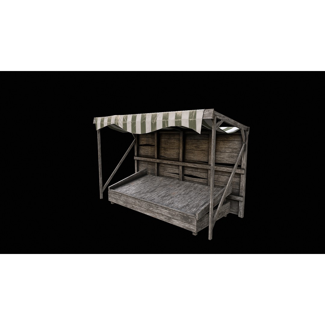 Medieval Market 3D Model – Low Poly PBR Asset, FBX & OBJ Formats - View 27