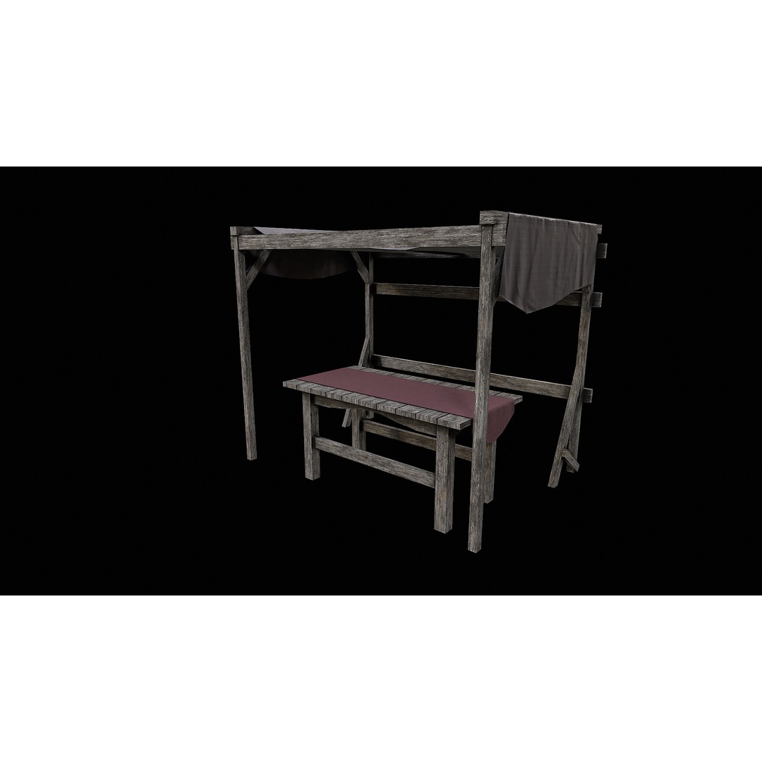 Medieval Market 3D Model – Low Poly PBR Asset, FBX & OBJ Formats - View 29
