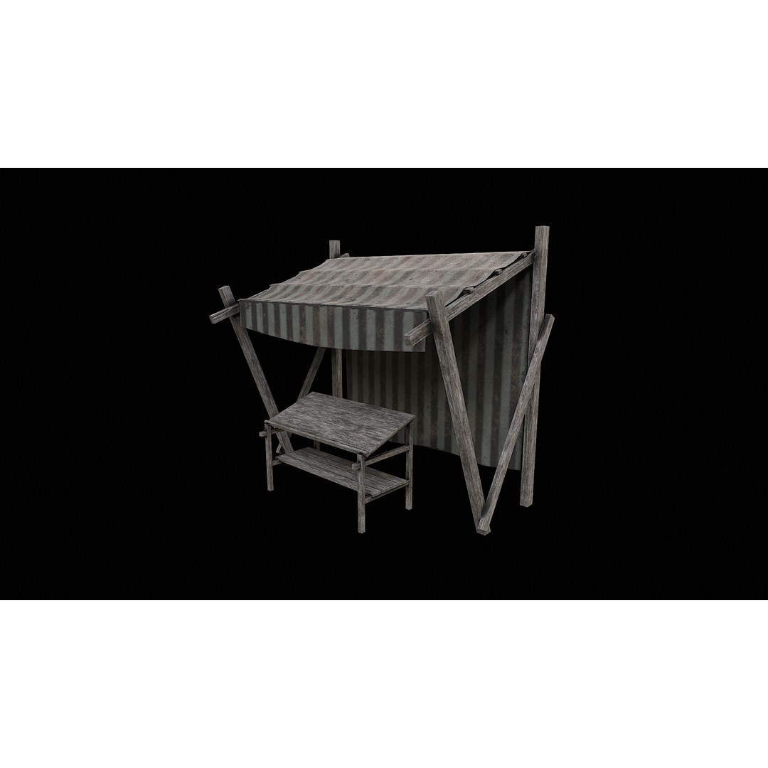 Medieval Market 3D Model – Low Poly PBR Asset, FBX & OBJ Formats - View 30