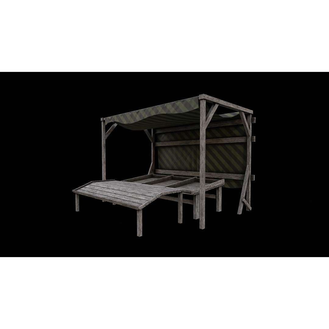 Medieval Market 3D Model – Low Poly PBR Asset, FBX & OBJ Formats - View 31