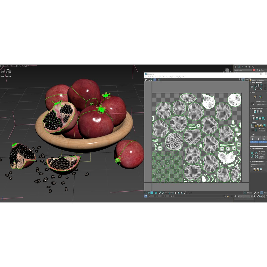 Pomegranate 3D Model – Low Poly Game Asset with PBR Textures