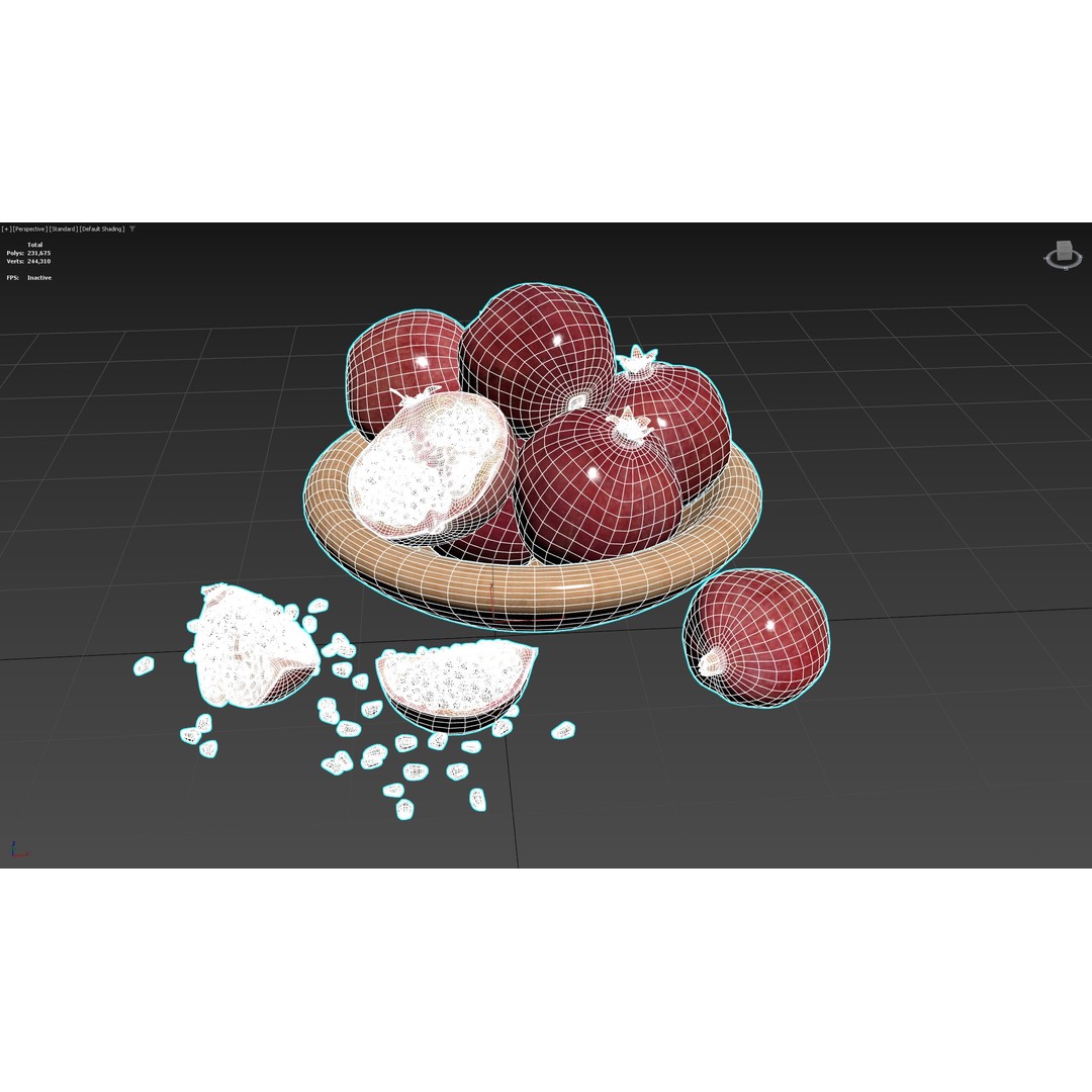 Pomegranate 3D Model – Low Poly Game Asset with PBR Textures - View 7