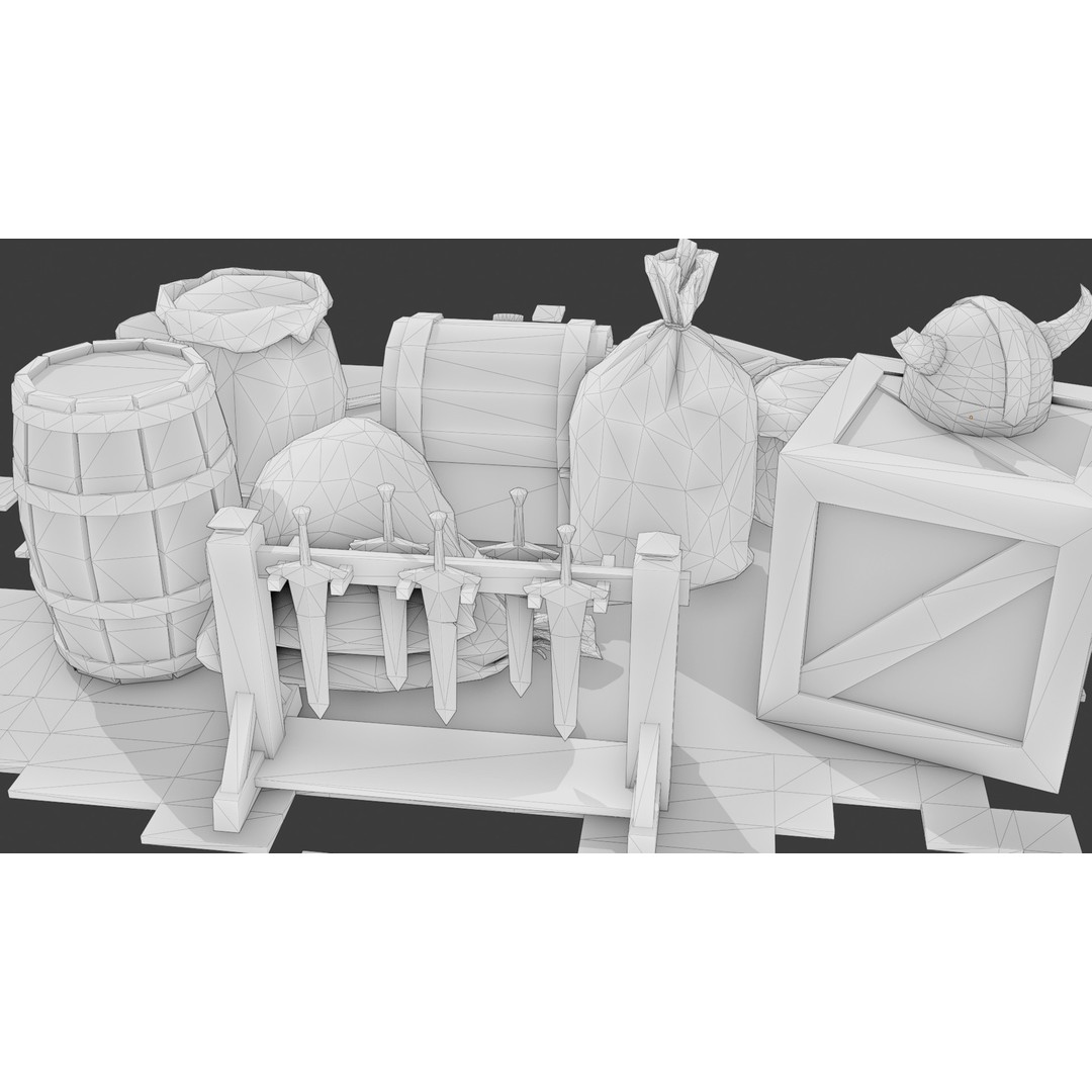 Medieval Props 3D Model – Low Poly Game-Ready Assets, FBX - View 13