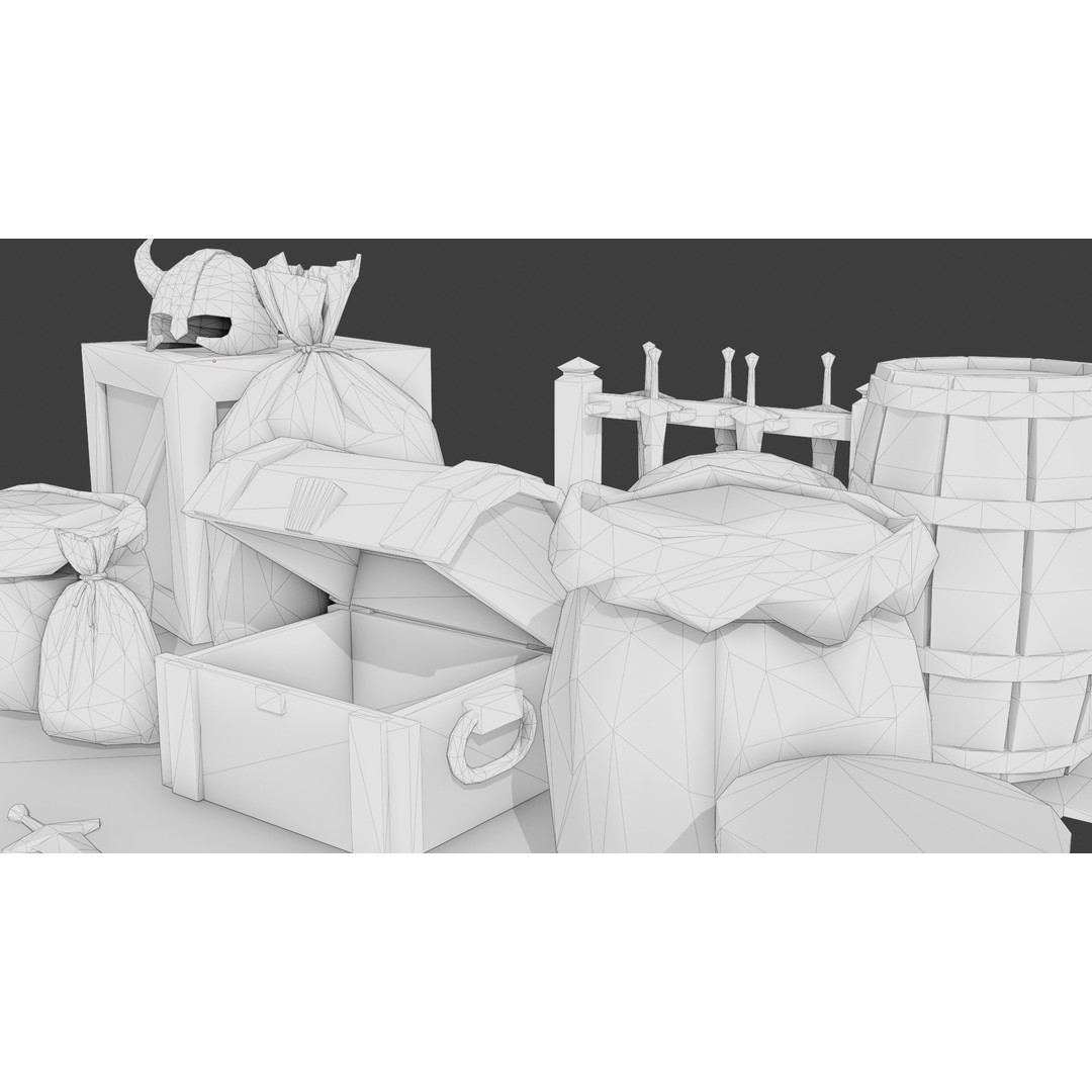 Medieval Props 3D Model – Low Poly Game-Ready Assets, FBX - View 5
