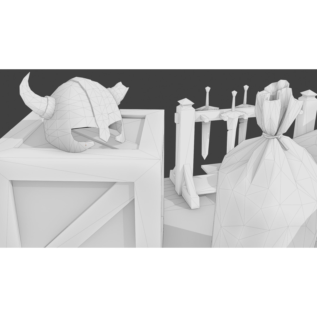 Medieval Props 3D Model – Low Poly Game-Ready Assets, FBX - View 7