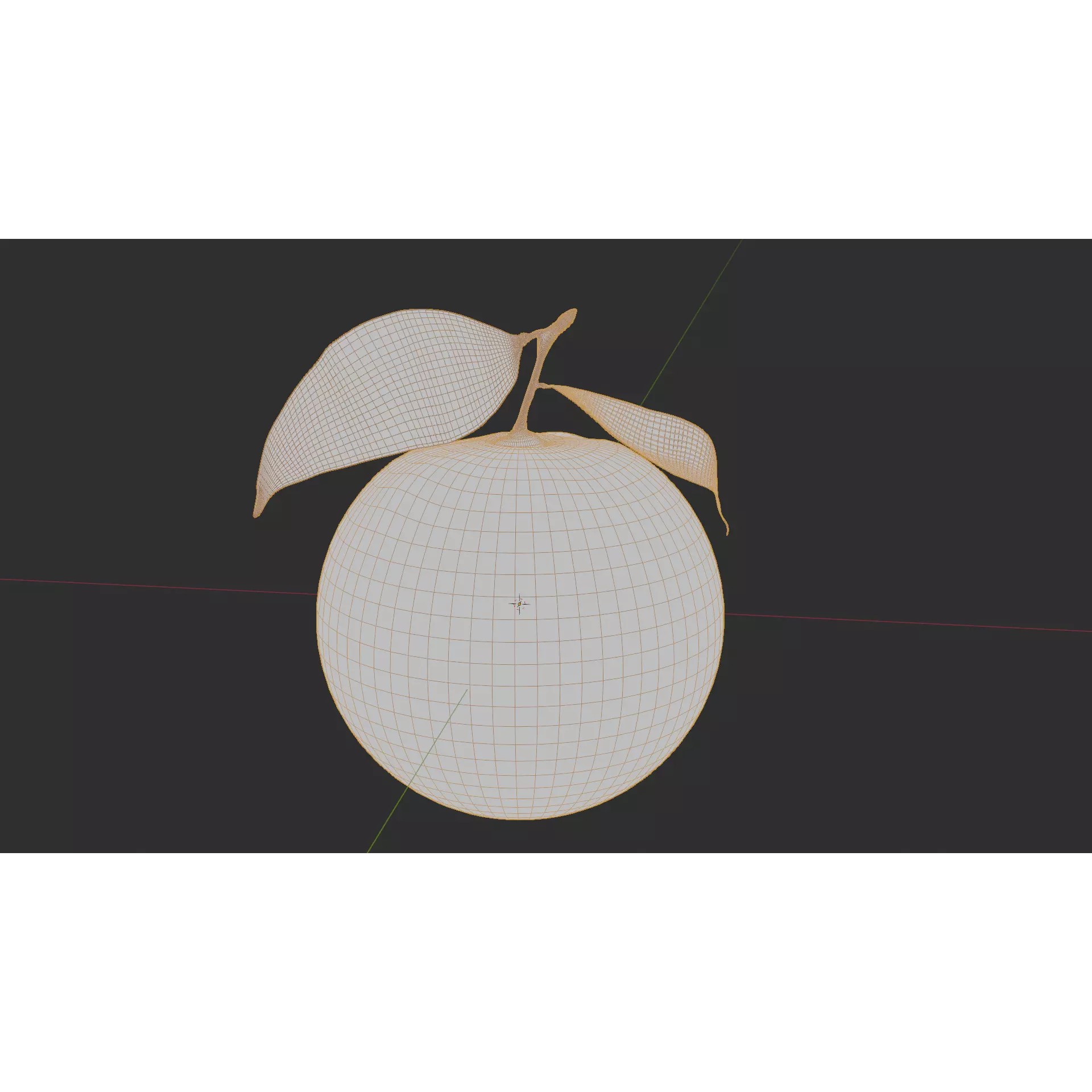 Hyper-realistic Orange Fruit with Leaves - PBR 3D Model - View 6