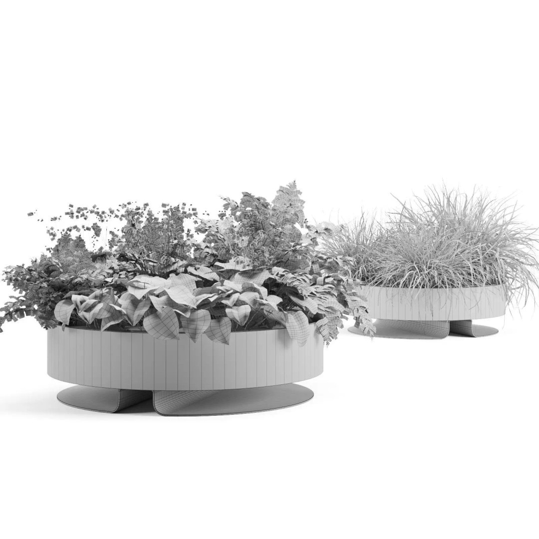 Mororo Ilda Outdoor Planters 3D Model – PBR Planter Set for Archviz
