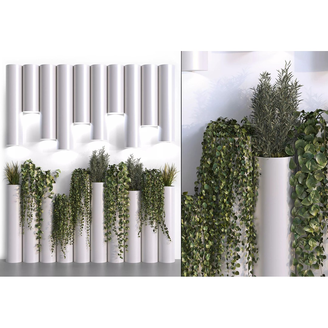Decorative Plant Cylinders 3D Model – High-Resolution Indoor Decor, OBJ & FBX - View 2