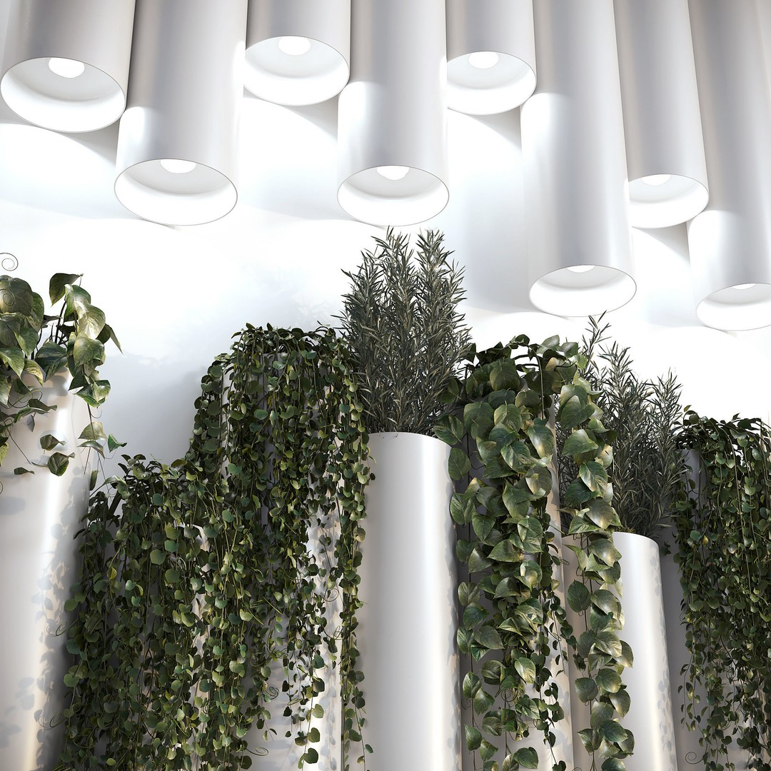 Decorative Plant Cylinders 3D Model – High-Resolution Indoor Decor, OBJ & FBX - View 5