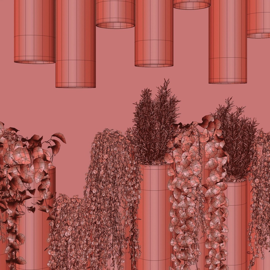 Decorative Plant Cylinders 3D Model – High-Resolution Indoor Decor, OBJ & FBX - View 7