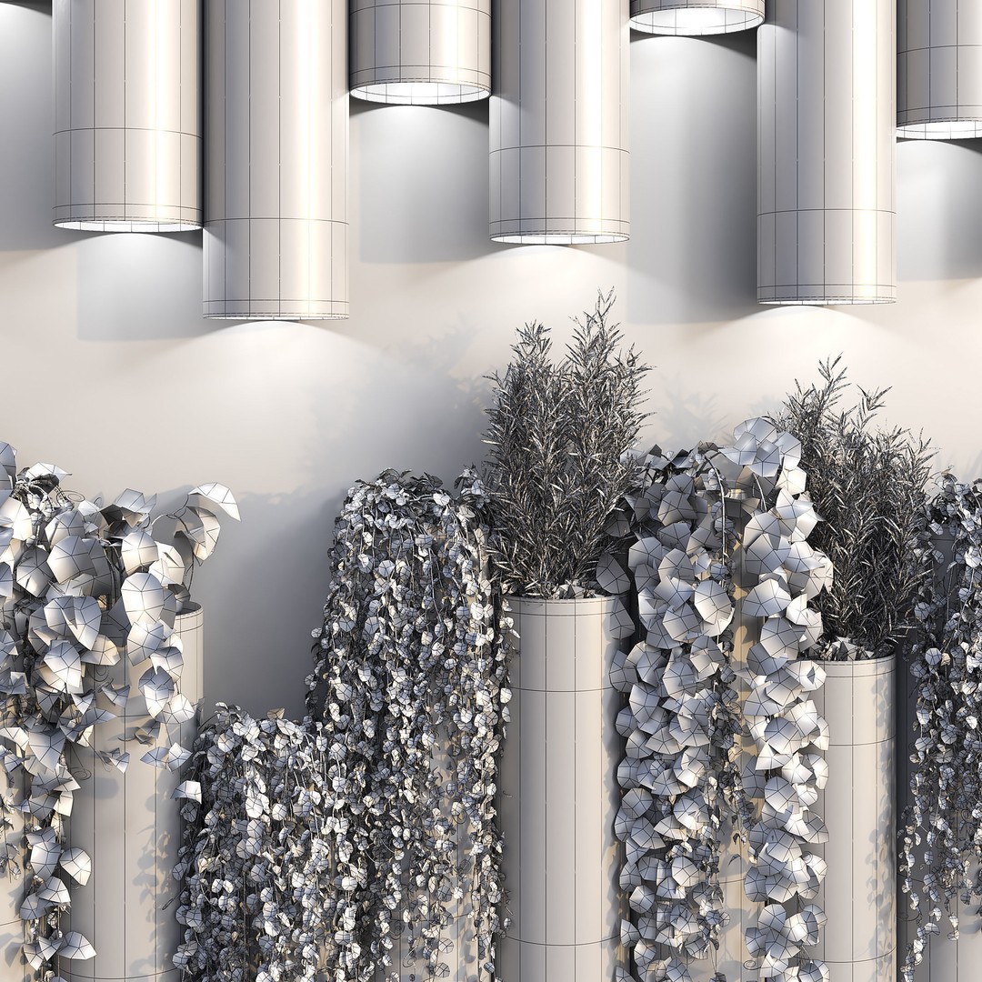 Decorative Plant Cylinders 3D Model – High-Resolution Indoor Decor, OBJ & FBX - View 8